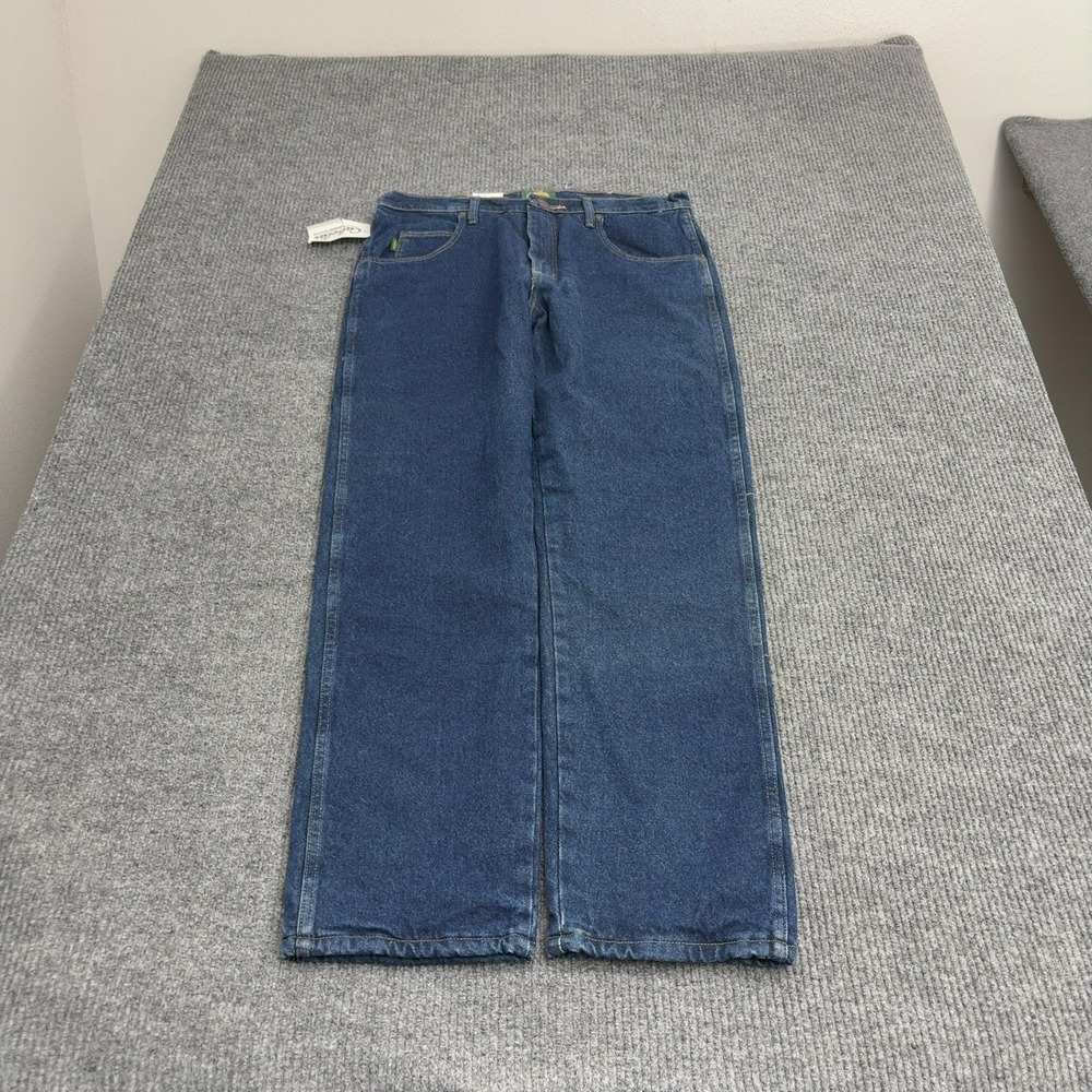 Cabelas Jeans Mens 34 Blue Cotton Fleece Lined Relaxed Fit Workwear Outdoor